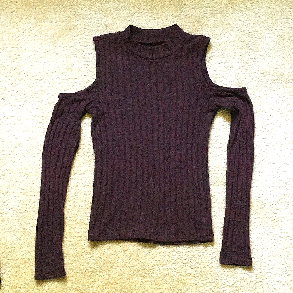 Mock Neck Cold Shoulder AE Long Sleeve Top